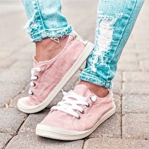 Pink Comfort Insole Canvas Slip On Sneakers